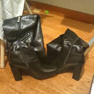 Faux leather thigh high boots